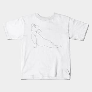 One Line French Bulldog Upward Facing Dog Kids T-Shirt